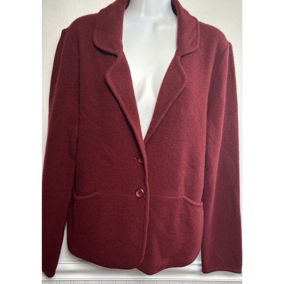 Pendleton Cardigan Sweater Jacket Womens M Red Wool 2 Button Collared Pockets - Picture 1 of 8